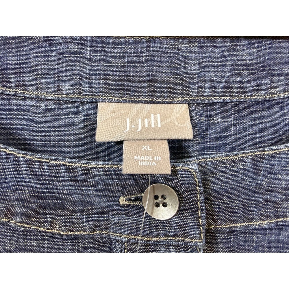 J. Jill Denim Chambray Henley Shift Dress XL Blue Roll Tab Sleeve Pockets NWT - Picture 6 of 10